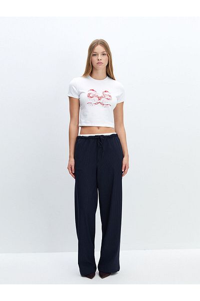 LC Waikiki Crew Neck Printed Women's Crop
