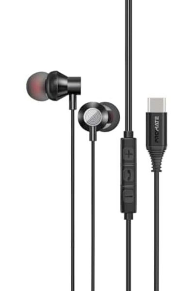 Promate USB-C Earbuds, Premium Comfort-Fit Type-C In-Ear Earphones with In-Built Microphone, Anti-Ta