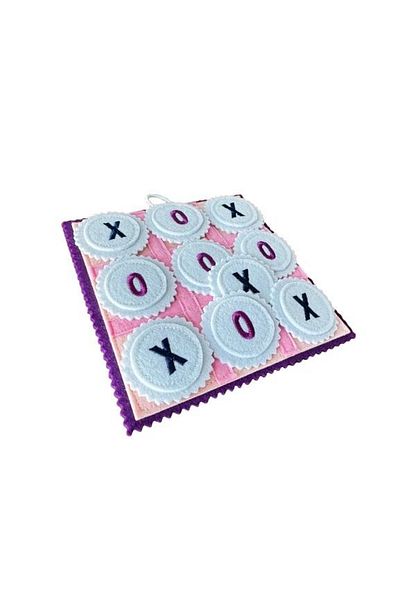 feltland Joc interactiv pentru copii din fetru, X si 0, 10 piese, 15x15cm, mov