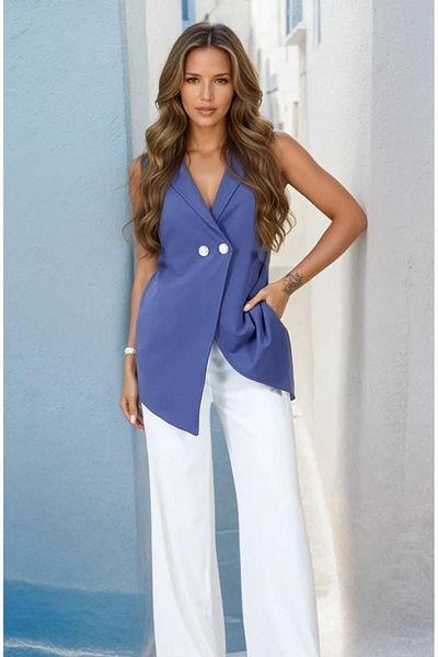 Pasaklı Giyim Women's New Season Indigo Atlas Sleeveless Vest 3706300