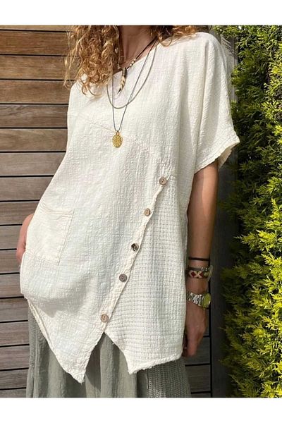 Butik Şans Asymmetric Cut Button Detailed Blouse