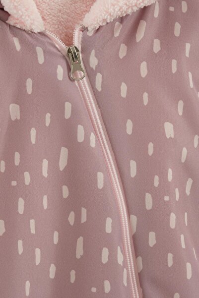 Babykokko Patterned Baby Girl Winter Zippered Water Repellent Astronaut Jumpsuit