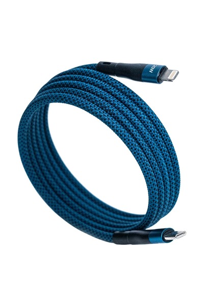 4 Berry Bmlc-03 Mavi Manyetik 2m Hızlı Şarj Kablosu – Type-c - Lightning, 3 A