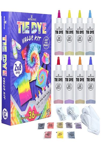 OEM 65-piece set, 8 Winsons colors, for recreational textile dyeing activities, non-toxic