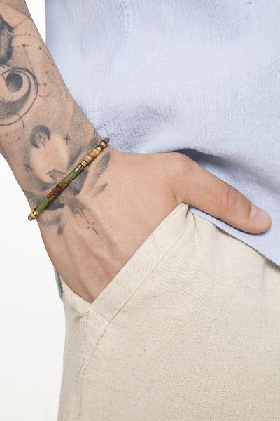 Fjellor Men's Bohemian Style Wood and Stone Look Men's Bracelet