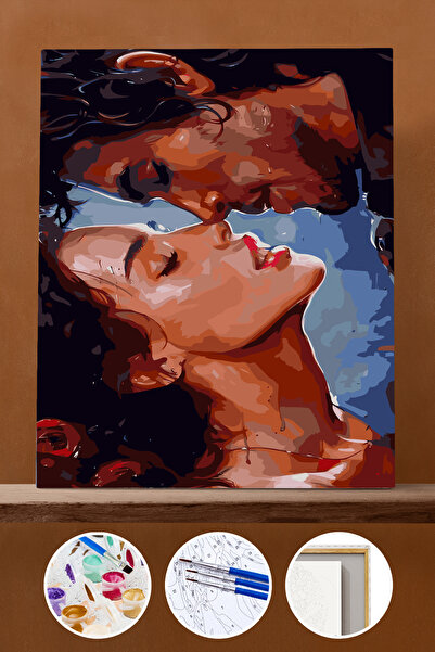 Pastelya Sayılarla Boyama Seti Çerçeveli Kasnaklı Aşk 1 40x50 cm