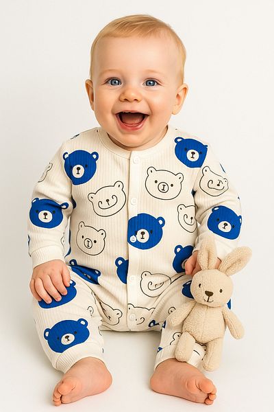 İZYALİF BABY Baby Boy Rompers Animal Pattern Assortment 1-3-6 Months Newborn Outfit Cotton
