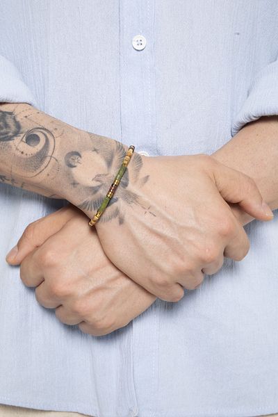 Fjellor Men's Bohemian Style Wood and Stone Look Men's Bracelet