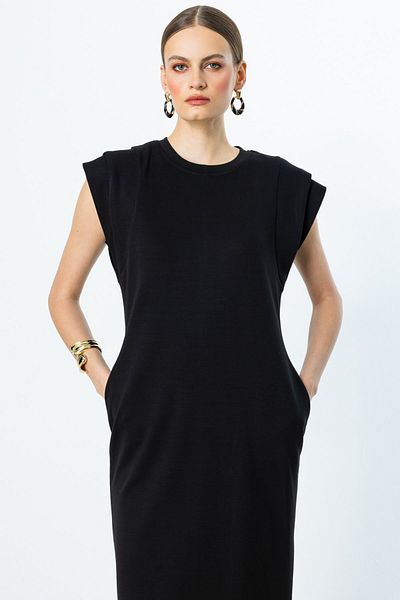 On Fashion On Shoulder Flounce Midi Dress -56491