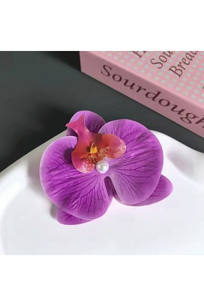 GÜLPEŞE Orchid Flower Pinced Hair Clip 1 Piece