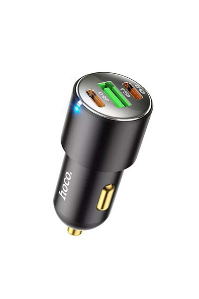 Hoco Incarcator Auto USB-A, 2xType-C, QC3.0, PD45W, 5.0A, G301, Hoco NZ6 Victorious, Negru