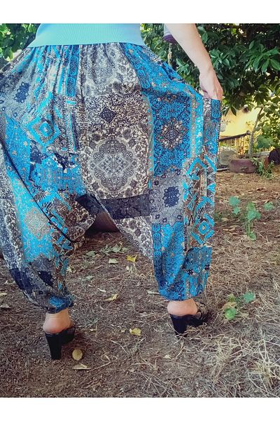 hoaryage Pants with Elastic Viscose Fabric Floral Patterned Shalwar with Pockets 100% Cotton Sizes 38 to 100 kg
