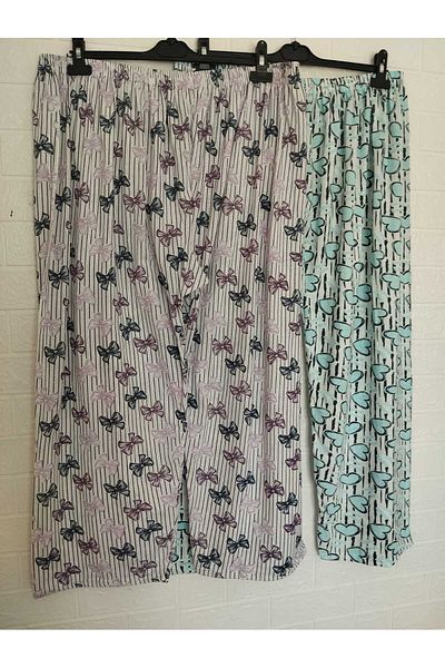 anne moda ankara Oversize, Full Summer, 100% Cotton, Pack of 2, Long, Pajama Bottom