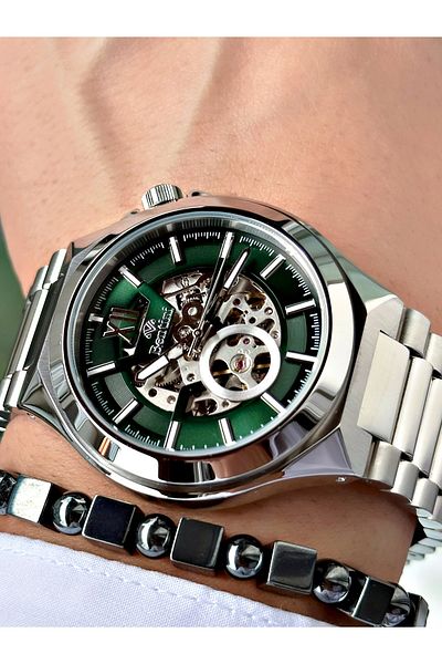 Bentini Men's Wrist Watch - Automatic Mechanism, Calendar, Steel Case & Band, Waterproof, 2 Year Warranty