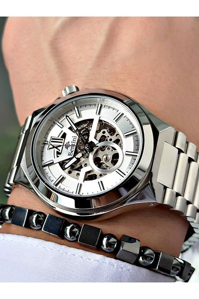 Bentini Men's Wrist Watch - Automatic Mechanism, Calendar, Steel Case & Band, Waterproof, 2 Year Warranty