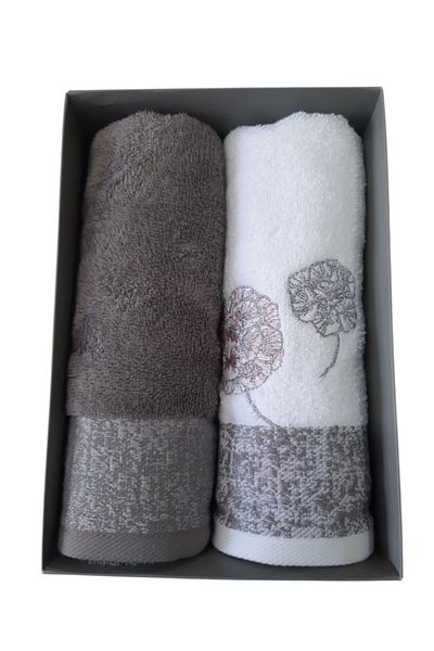 Özdilek Phlox Bamboo 2-Piece Towel 50X90Cm - Anthracite White