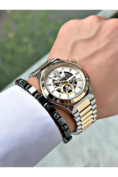 Bentini Men's Wrist Watch - Automatic Mechanism, Calendar, Steel Case & Band, Waterproof, 2 Year Warranty