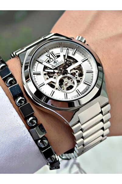 Bentini Men's Wrist Watch - Automatic Mechanism, Calendar, Steel Case & Band, Waterproof, 2 Year Warranty
