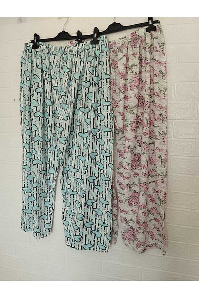 anne moda ankara Oversize, Full Summer, 100% Cotton, Pack of 2, Long, Pajama Bottom
