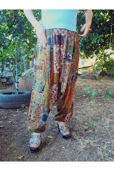 hoaryage Pants with Elastic Viscose Fabric Floral Patterned Shalwar with Pockets 100% Cotton Sizes 38 to 100 kg