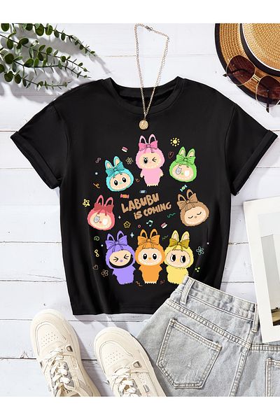Let's Wear Labubu vine Tricou cu imprimeu cu caractere pentru fetiță