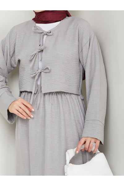 AVK MODA Women's Three Tie Linen Kimono Suit