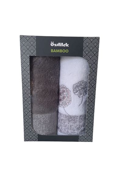 Özdilek Phlox Bamboo 2-Piece Towel 50X90Cm - Anthracite White