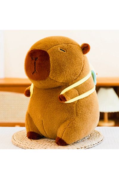 ABYZ Capybara Plush Toy with Backpack and Blanket Brown Color Soft and Cute 43cm for Children 3+ Years