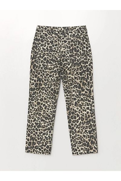 LC Waikiki Straight Fit Leopard Patterned Women's Jean Trousers