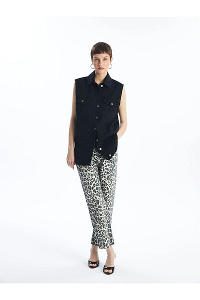 LC Waikiki Straight Fit Leopard Patterned Women's Jean Trousers