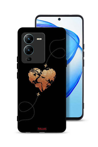 Tolwak Vivo V25 Pro 5G Protective Case Cover Airplanes Touching Heart