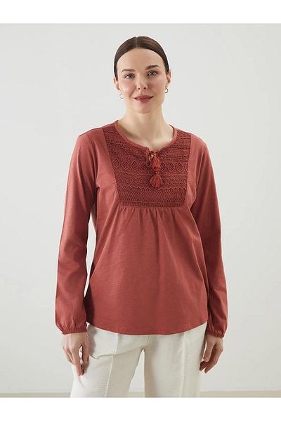LC Waikiki Tie Collar Embroidered Women's Blouse