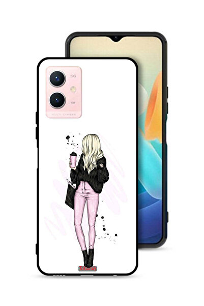 Tolwak غطاء حماية لهاتف Vivo Y33s 5G، صورة فتاة تحمل كوب قهوة