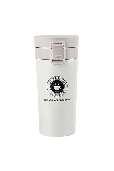 ABYZ Termos metalic ™, 380 ml, izoterm, culoare alb mat, ideal pentru cafea, ceai și băuturi reci
