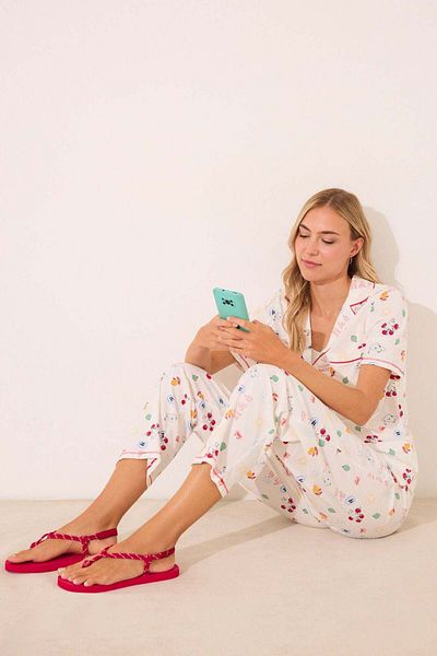 Women'secret 100% ivory cotton classic pyjamas