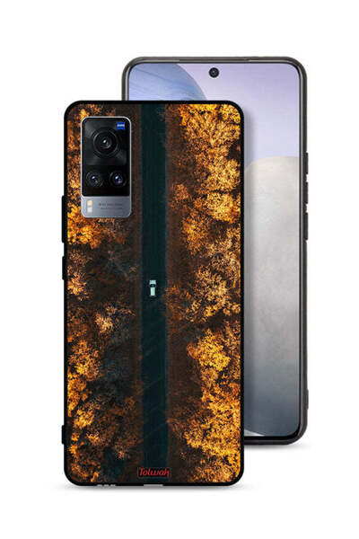 Tolwak غطاء حماية لهاتف Vivo X60t بتصميم طريق في أشجار الخريف