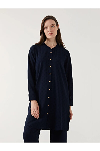 LC Waikiki Navy Blue Crew Neck Polka Dot Women's Shirt Tunic