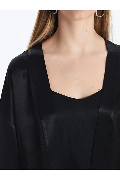 LC Waikiki Shawl Collar Oversize Satin Women's Kimono