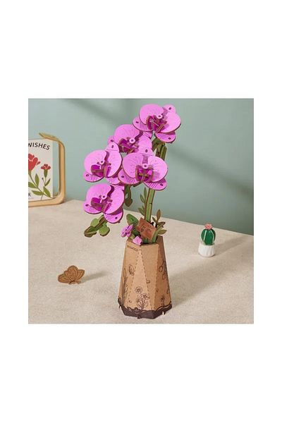 ? The Crowood Press Ltd 3D Puzzle, Pink Orchid, Wood, Rowood, 132 pieces