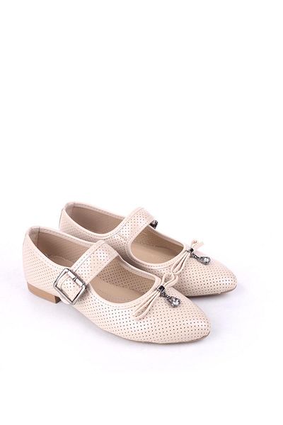 Papuçsepeti Shoe Basket Mp450 Patent Leather Bow Single Stone Casual Women's Ballerina Shoes