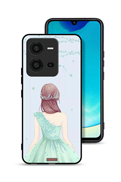 Tolwak غطاء حماية لهاتف Vivo V25 5G بتصميم فتاة لطيفة ترتدي فستانًا زهريًا
