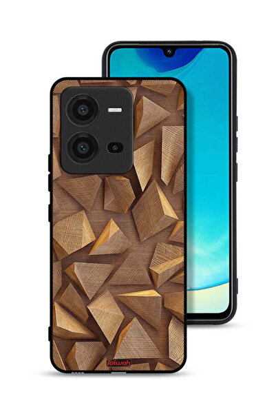 Tolwak غطاء حماية لهاتف Vivo V25 5G بقطع خشبية فنية