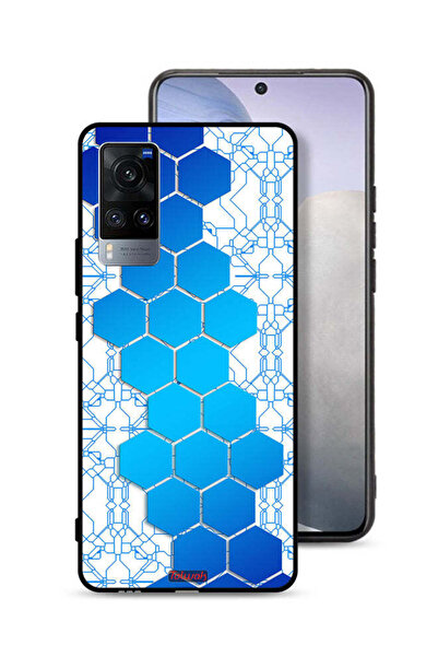 Tolwak غطاء حماية لهاتف Vivo X60 بنمط شبكة أيقونات سداسية الأضلاع