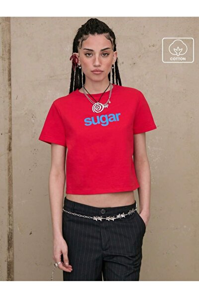 OVER HEAD Ženska majica Red Sugar Štampano za bebe Skraćeni kroj T-shirt
