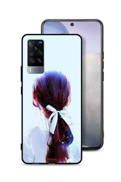 Tolwak غطاء حماية Vivo X60t بتصميم ربطة شعر مع رباط شعر وفن فتاة