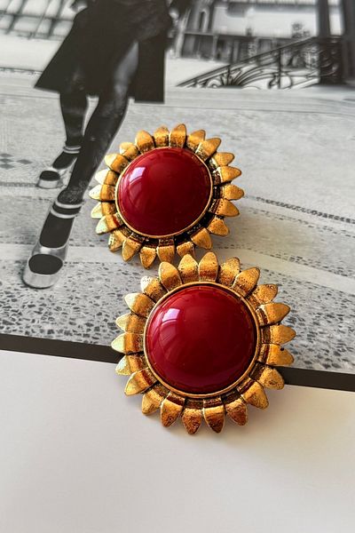 Trendy Butik أقراط بوهيمية اللون بورجوندي
