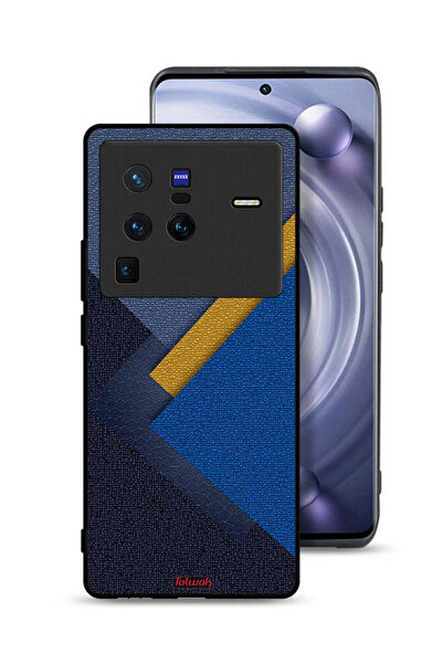 Tolwak غطاء حماية جلدي بتصميم مثلثات لهاتف Vivo X80 Pro