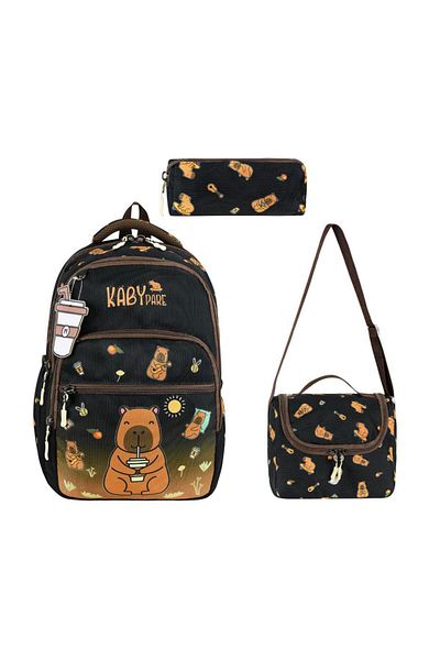 Baginn Geanta unisex pentru școală primară Caby Para Set de 3 40*30 cm Cutie de prânz Trusa de creion Ortopedică KabyPare