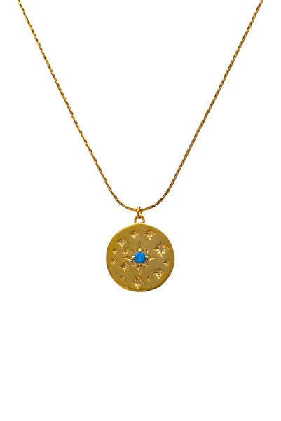 Bonnjerra Jewellery Çelik Hayalet Yılan Zincir Lacivert Opal Taşlı Madalyon K...