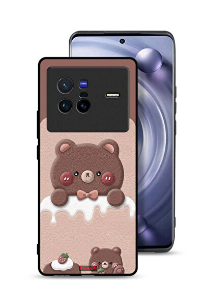 Tolwak غطاء حماية لهاتف Vivo X80 بطبعة دب الفراولة